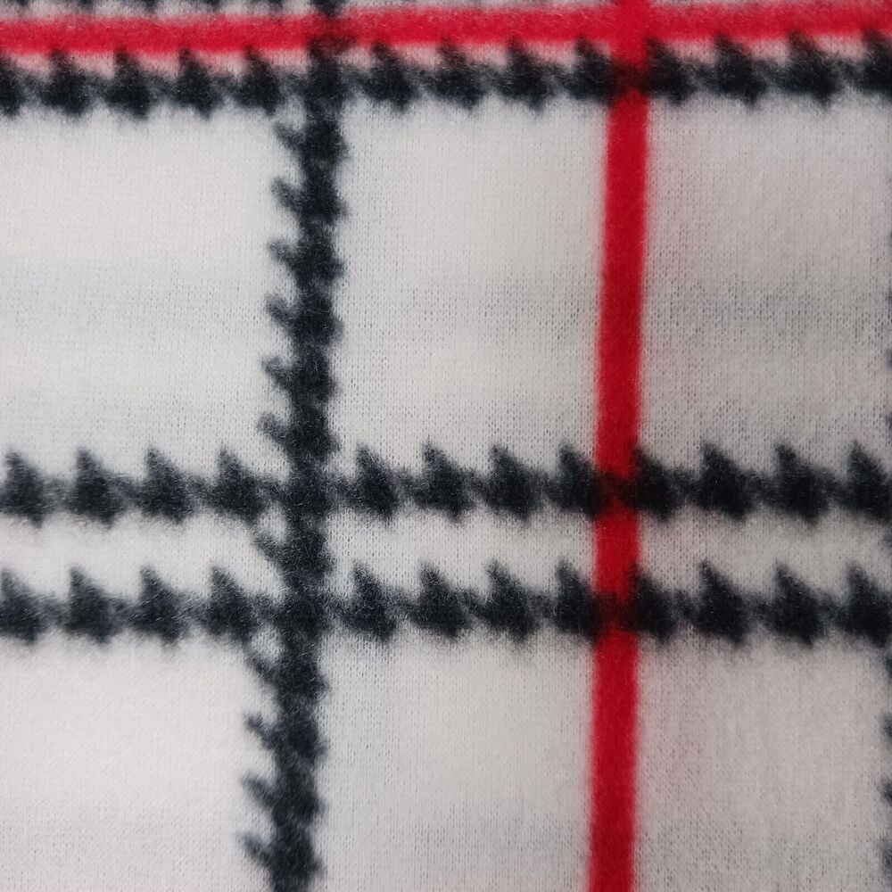 Women's Plaid Fleece Scarf - New White Black Red - Picture 2 of 6